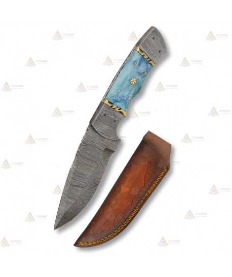 Cuchillo deportivo de caza con acero damasco (10,6 cm)