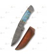 Cuchillo deportivo de caza con acero damasco (10,6 cm)