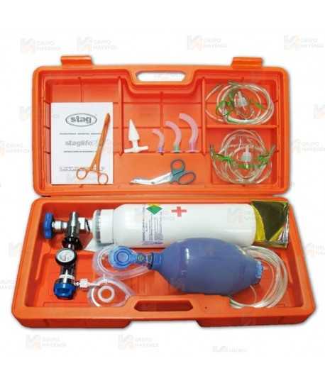 Maleta de emergencias E400 con botella recargable de oxígeno medicinal