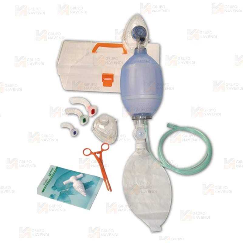 Kit de reanimación para adulto con mascarilla de silicona