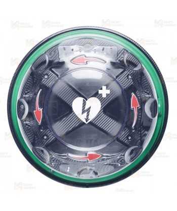 Vitrina Rotaid Solid Plus para desfibriladores con flechas rojas y alarma