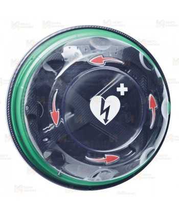 Vitrina Rotaid Solid Plus para desfibriladores con flechas rojas y alarma