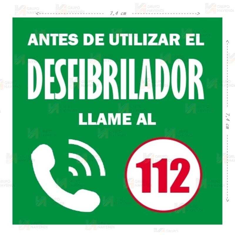 Adhesivo para DEA para llamada al 112