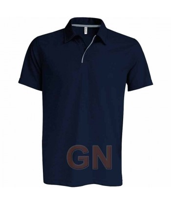 Polo transpirable combinado de manga corta marino/gris