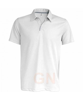 Polo transpirable combinado de manga corta blanco/gris