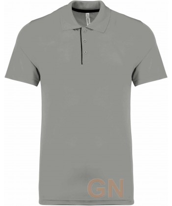 Polo transpirable combinado de manga corta gris/negro