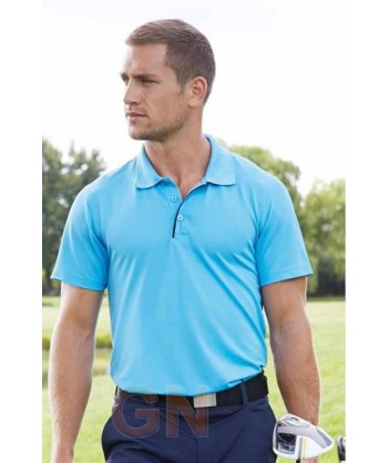 Polo transpirable combinado de manga corta celeste/negro