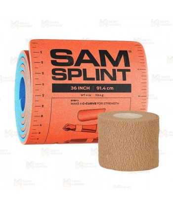 Férula inmovilización SAM Splint en rollo + vendaje cohesivo (11 x 91)