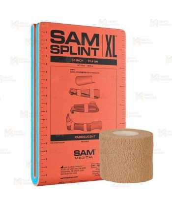 Férula inmovilización SAM Splint plana + vendaje cohesivo (14 x 91)
