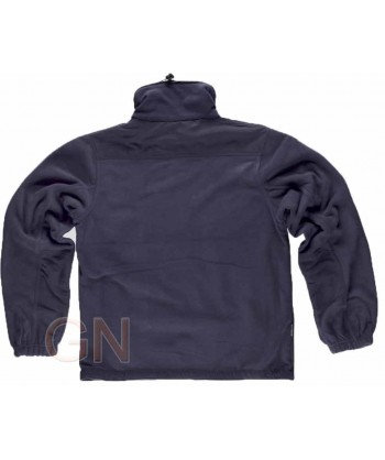 Chaqueta de forro polar azul marino con bolsillos y coderas