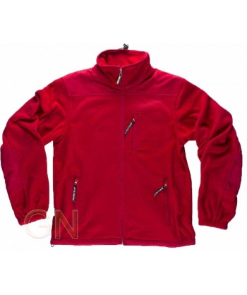 Chaqueta de forro polar granate con bolsillos y coderas