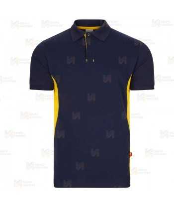 Polo bicolor de manga corta color azul marino y amarillo