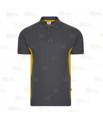 Polo bicolor de manga corta color azul gris y amarillo