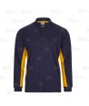 Polo bicolor de manga larga color azul marino y amarillo