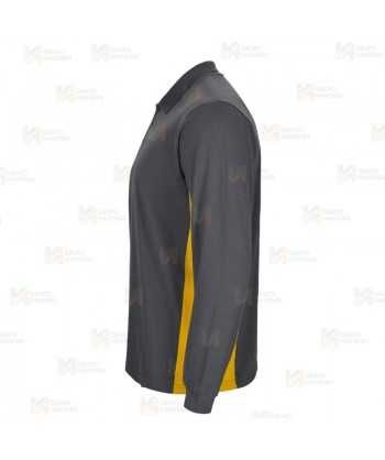Polo bicolor de manga larga color azul gris y amarillo