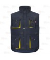 Chaleco acolchado bicolor multibolsillos color negro y amarillo