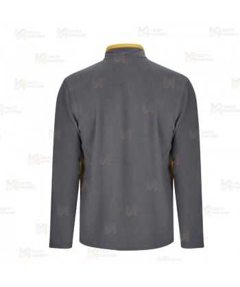 Chaqueta polar bicolor y cuello alto color gris y amarillo