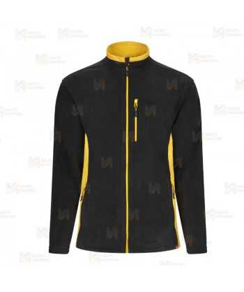 Chaqueta polar bicolor y cuello alto color negro y amarillo