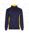 Sudadera bicolor de media cremallera y cuello alto color marino y amarillo