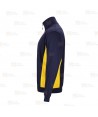 Sudadera bicolor de media cremallera y cuello alto color marino y amarillo
