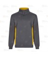 Sudadera bicolor de media cremallera y cuello alto color gris y amarillo
