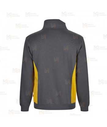 Sudadera bicolor de media cremallera y cuello alto color gris y amarillo