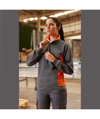 Sudadera bicolor de media cremallera