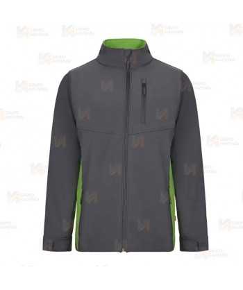 Chaqueta unisex, bicolor de softshell color gris y verde