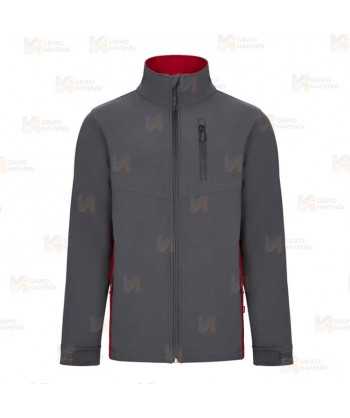 Chaqueta unisex, bicolor de softshell color gris y rojo