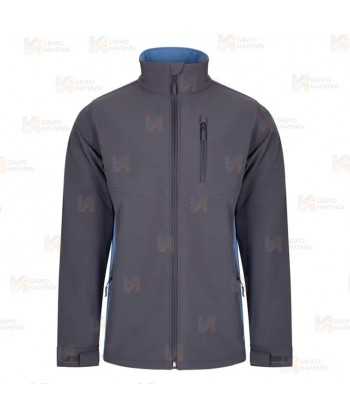 Chaqueta unisex, bicolor de softshell color gris y azul