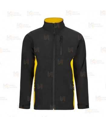 Chaqueta unisex, bicolor de softshell color negro y amarillo