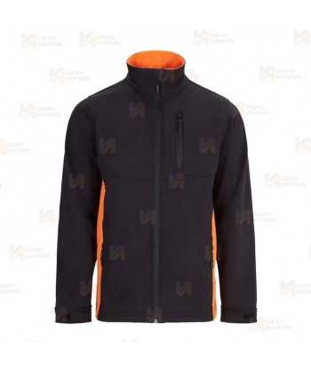 Chaqueta unisex, bicolor de softshell color marino y naranja