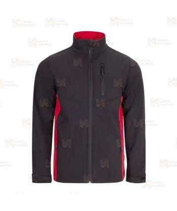Chaqueta unisex, bicolor de softshell color negro y rojo