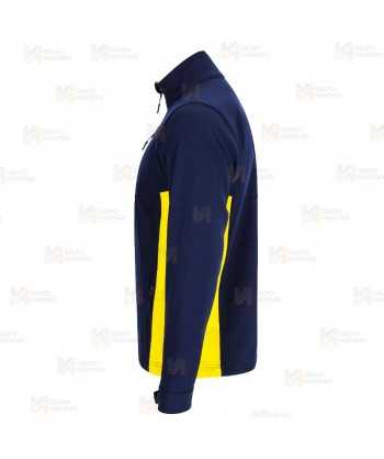 Chaqueta unisex, bicolor de softshell color marino y amarillo