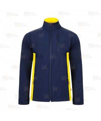Chaqueta unisex, bicolor de softshell color marino y amarillo
