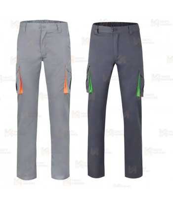 Pantalón bicolor elástico multibolsillos