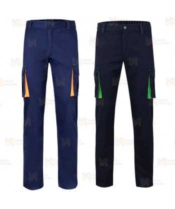 Pantalón bicolor elástico multibolsillos