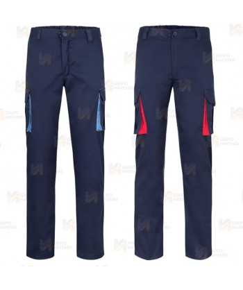 Pantalón bicolor elástico multibolsillos