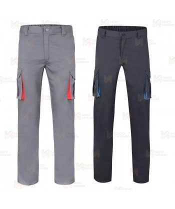Pantalón bicolor elástico multibolsillos