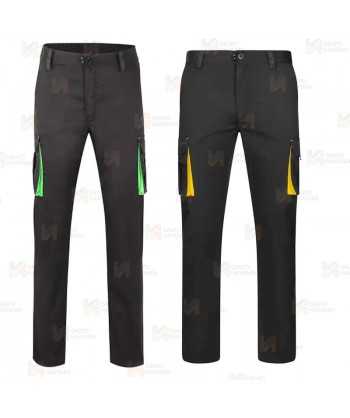 Pantalón bicolor elástico multibolsillos