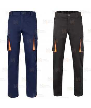 Pantalón bicolor elástico multibolsillos