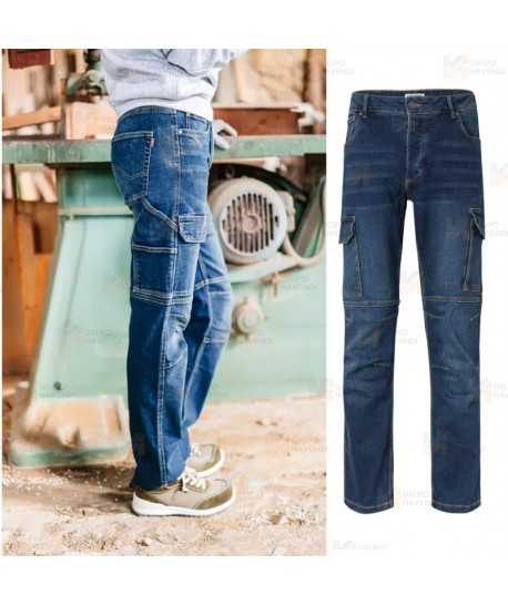 Pantalón vaquero multibolsillos con tejido elástico muy resistente