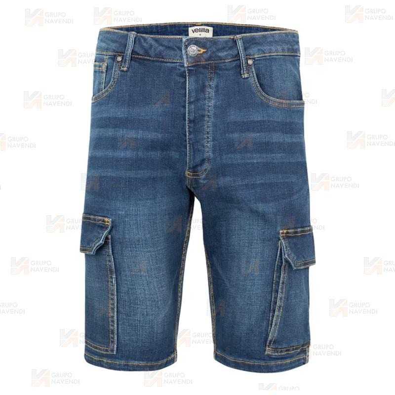 Bermudas vaqueras multibolsillos con tejido elástico muy resistente