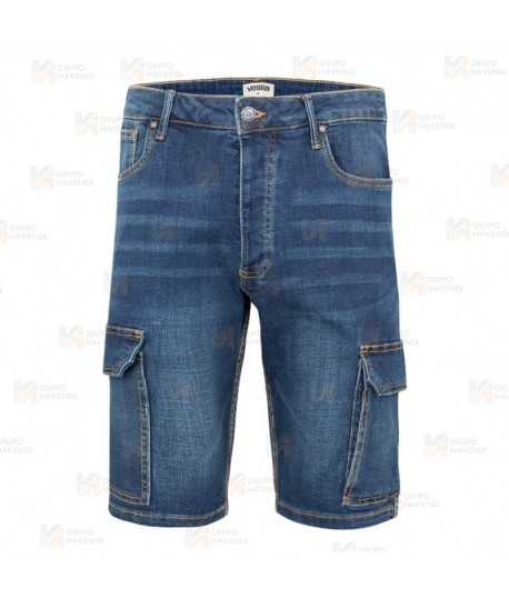 Bermudas vaqueras multibolsillos con tejido elástico muy resistente