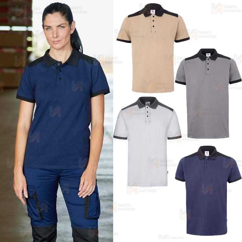 Polo bicolor de manga corta con tejido elástico