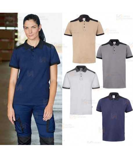 Polo bicolor de manga corta con tejido elástico