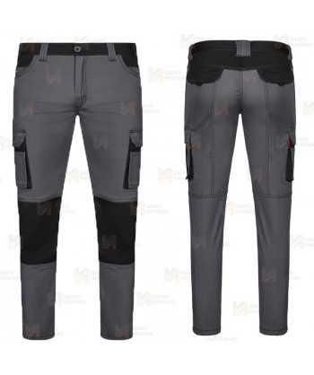 Pantalón bicolor con refuerzos, multibolsillos y tejido elástico