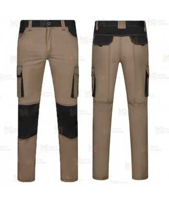 Pantalón bicolor con refuerzos, multibolsillos y tejido NO elástico