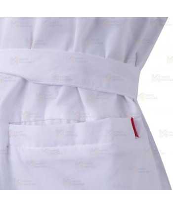 Bata alimentaria cruzada de manga corta para mujer color blanco