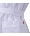 Bata alimentaria cruzada de manga corta para mujer color blanco